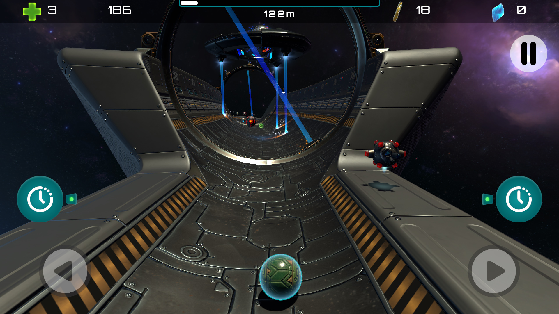 GravityBall — dodging obstacles across the alien stronghold